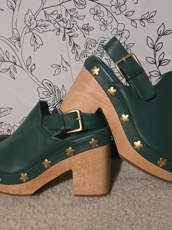 Charlotte Stone Shoes - Charlotte Stone Hari Platform Slingback Studded Clogs - Juniper Flower Green - 8